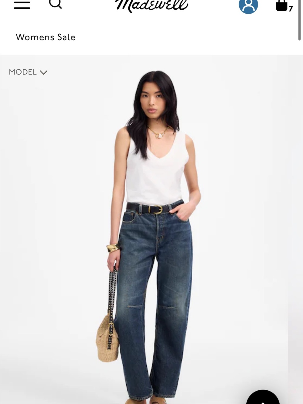 Madewell- Darted Leg Barrel Jean - Size 30